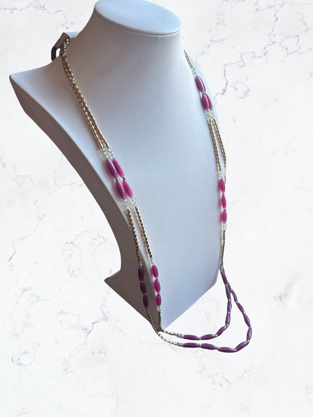 Erica Lyons Pink and Purple Multi-Strand Bead Necklace - Picture 2 of 3